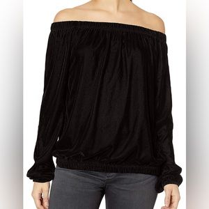 Bailey 44 Off the Shoulder Velvet Top Black Med Wore 1x